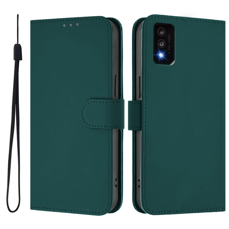 For TCL 30T Skin Feel Solid Color Leather Phone Case with Lanyard