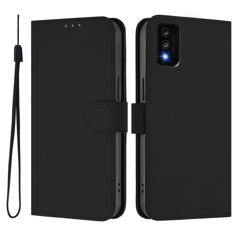 For TCL 30T Skin Feel Solid Color Leather Phone Case with Lanyard