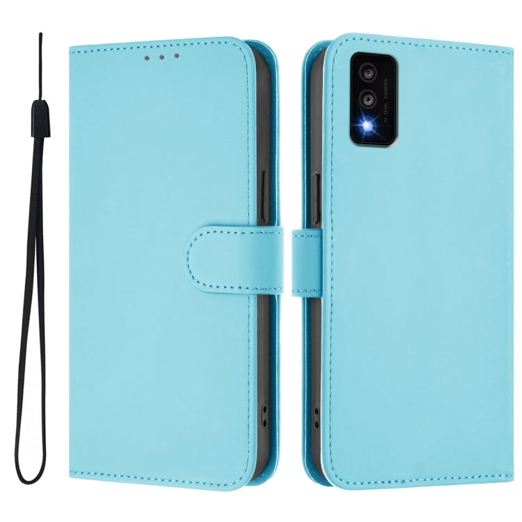 For TCL 30T Skin Feel Solid Color Leather Phone Case with Lanyard