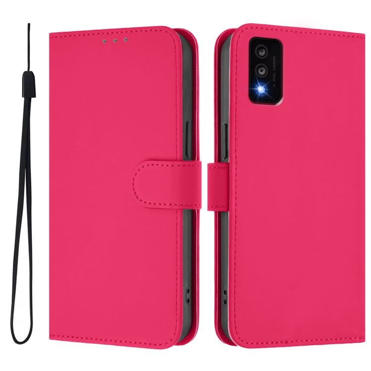 For TCL 30T Skin Feel Solid Color Leather Phone Case with Lanyard