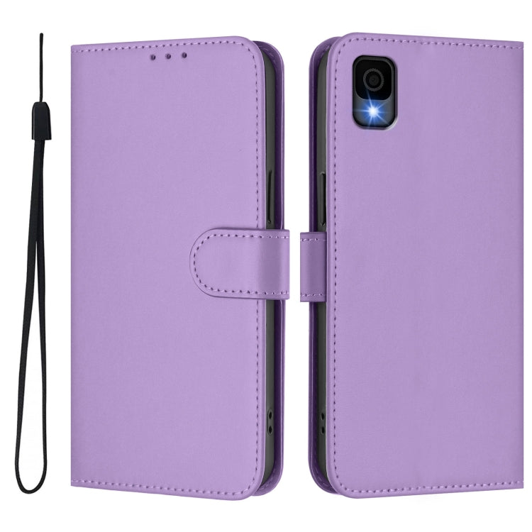 For TCL 30Z T602DL Skin Feel Solid Color Leather Phone Case with Lanyard