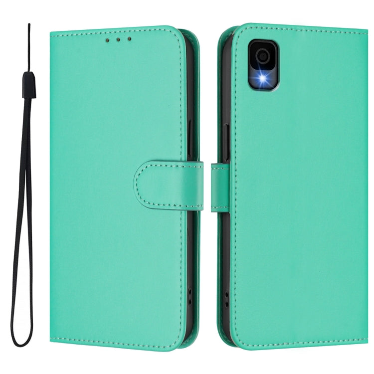 For TCL 30Z T602DL Skin Feel Solid Color Leather Phone Case with Lanyard