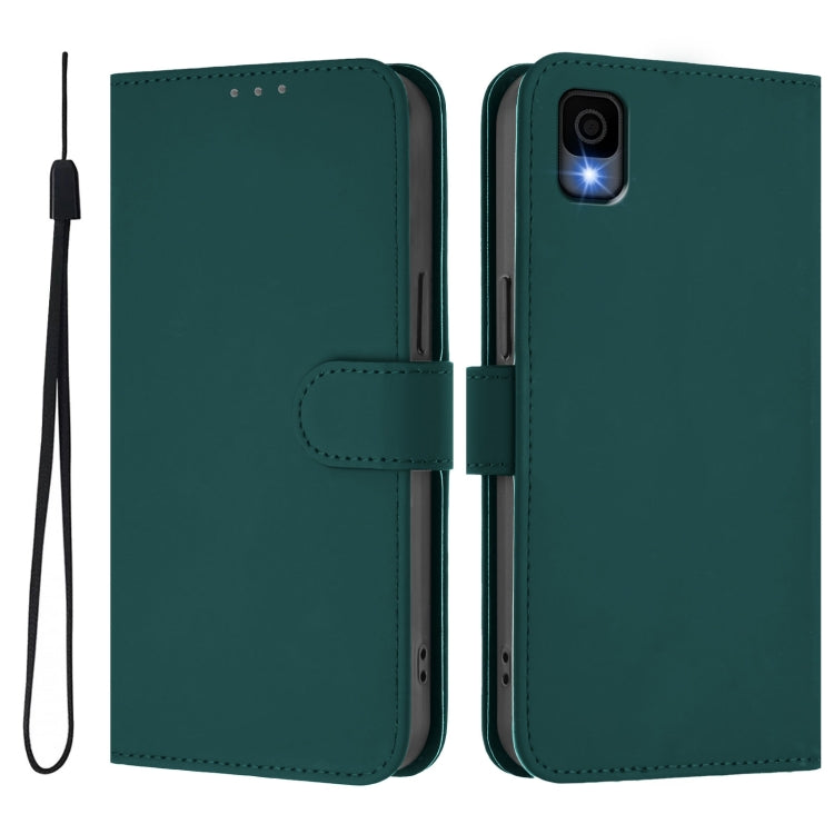 For TCL 30Z T602DL Skin Feel Solid Color Leather Phone Case with Lanyard