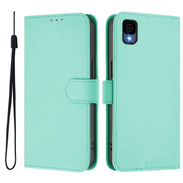 For TCL 30Z T602DL Skin Feel Solid Color Leather Phone Case with Lanyard