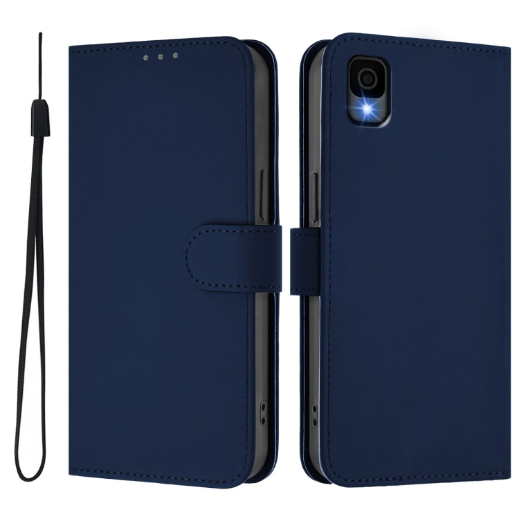 For TCL 30Z T602DL Skin Feel Solid Color Leather Phone Case with Lanyard