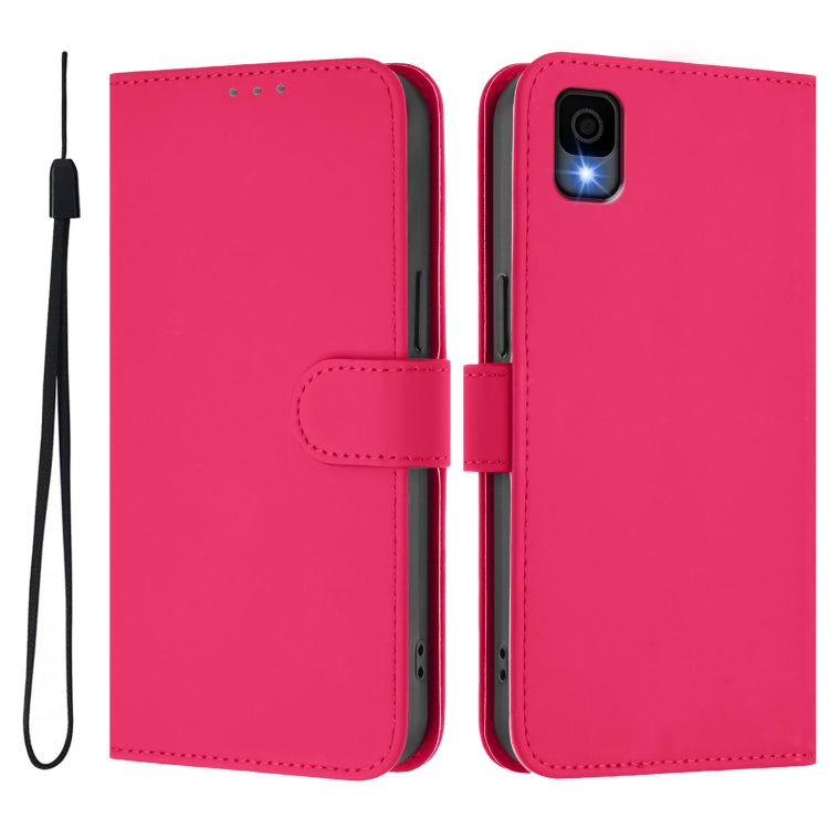 For TCL 30Z T602DL Skin Feel Solid Color Leather Phone Case with Lanyard