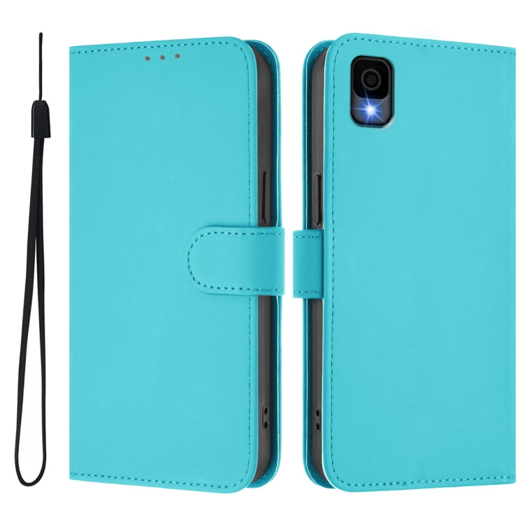 For TCL 30Z T602DL Skin Feel Solid Color Leather Phone Case with Lanyard