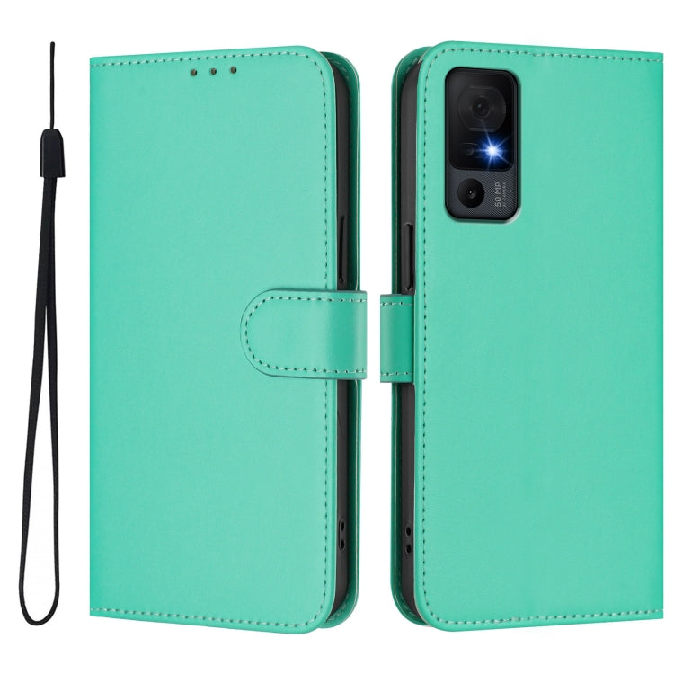 For TCL 40 XL / 40 T T608DL Skin Feel Solid Color Leather Phone Case with Lanyard