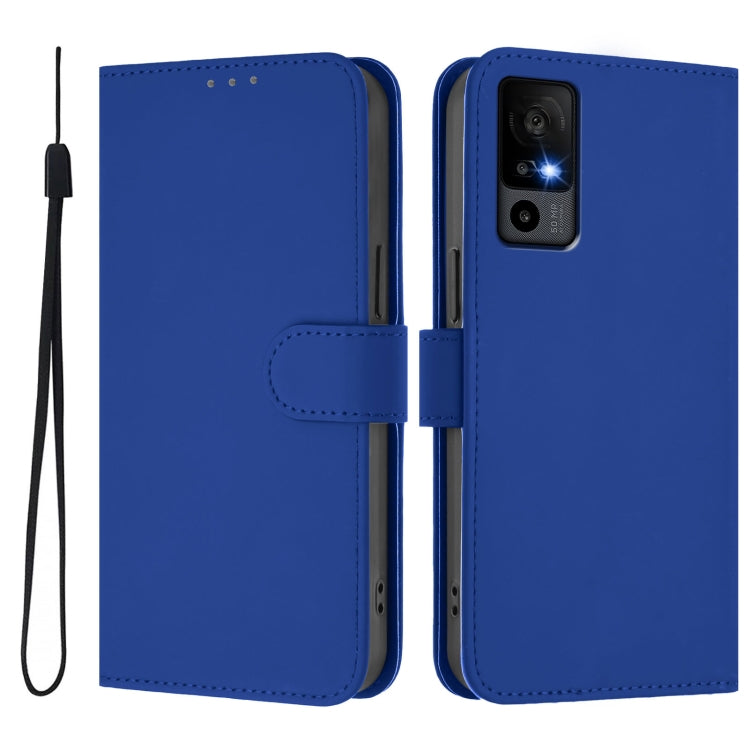 For TCL 40 R 5G Skin Feel Solid Color Leather Phone Case with Lanyard