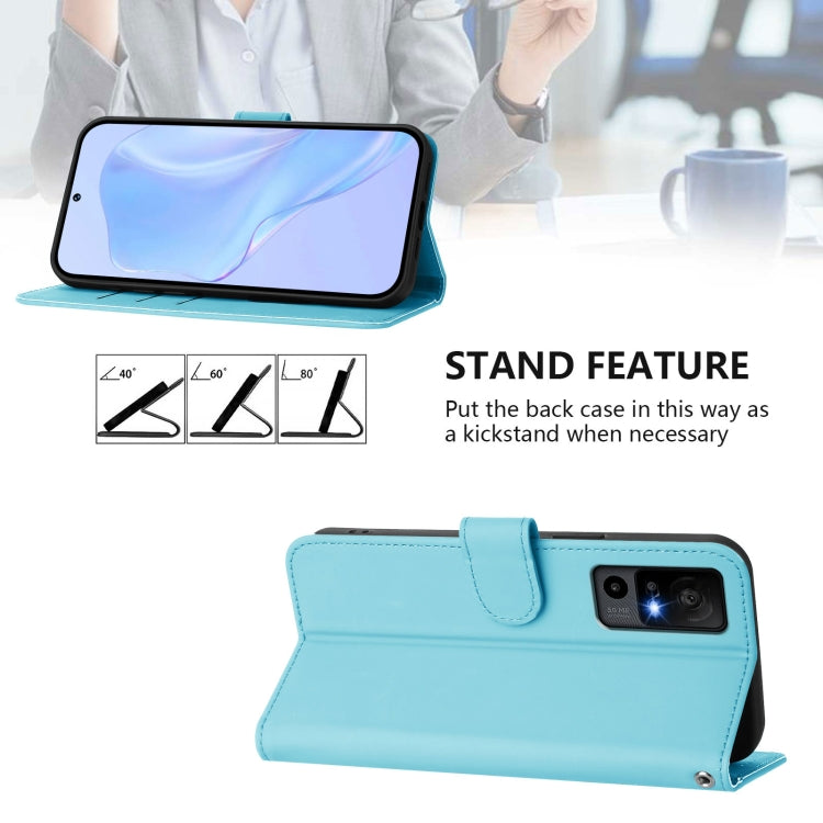 For TCL 40 R 5G Skin Feel Solid Color Leather Phone Case with Lanyard
