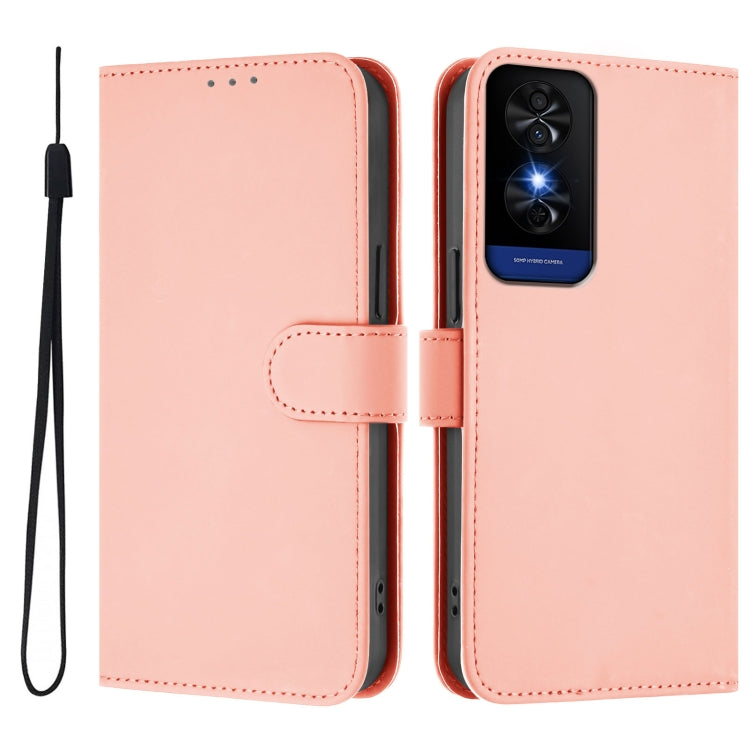 For TCL 50 5G / 50 XE NxtPaper 5G Skin Feel Solid Color Leather Phone Case with Lanyard