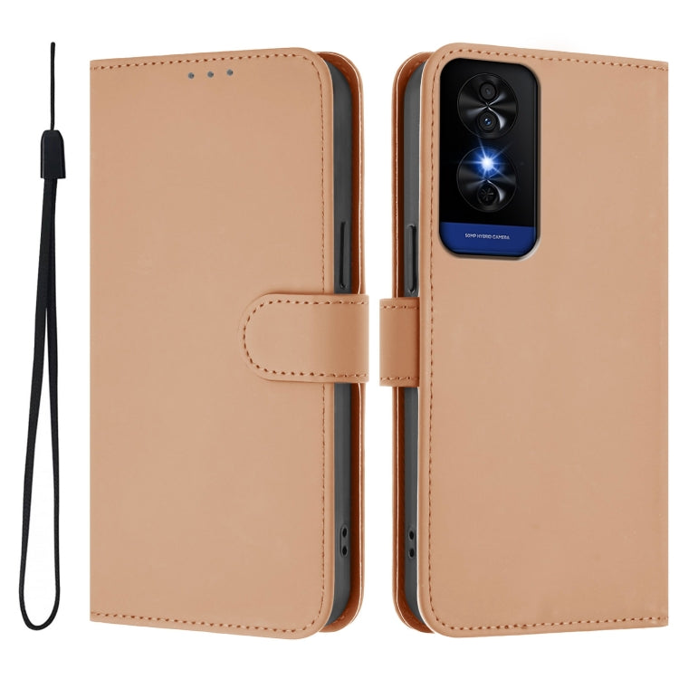 For TCL 50 5G / 50 XE NxtPaper 5G Skin Feel Solid Color Leather Phone Case with Lanyard