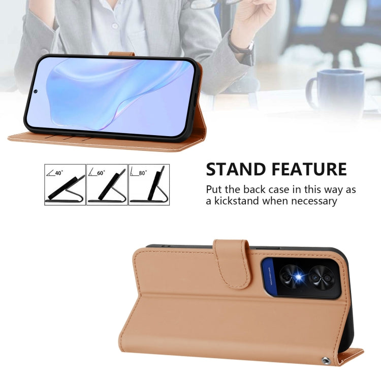 For TCL 50 5G / 50 XE NxtPaper 5G Skin Feel Solid Color Leather Phone Case with Lanyard