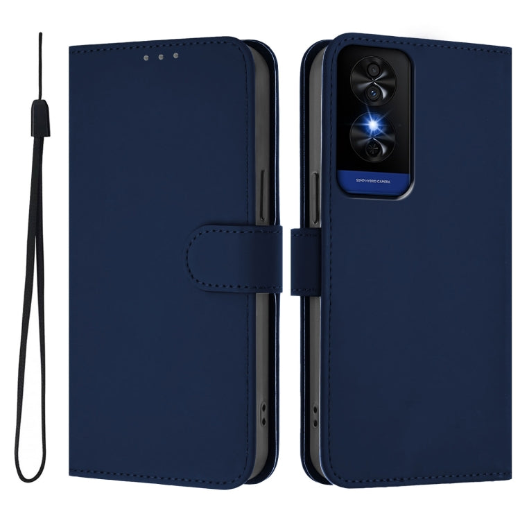 For TCL 50 5G / 50 XE NxtPaper 5G Skin Feel Solid Color Leather Phone Case with Lanyard
