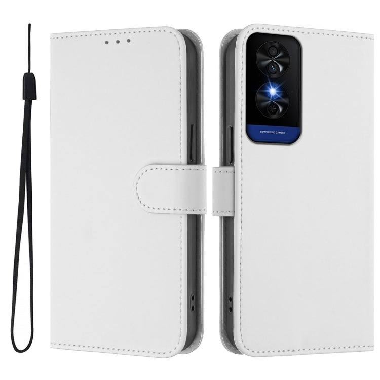 For TCL 50 5G / 50 XE NxtPaper 5G Skin Feel Solid Color Leather Phone Case with Lanyard