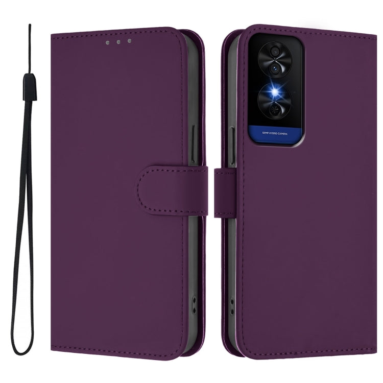 For TCL 50 5G / 50 XE NxtPaper 5G Skin Feel Solid Color Leather Phone Case with Lanyard