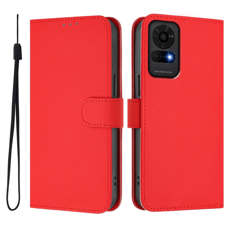For TCL 50 LE Skin Feel Solid Color Leather Phone Case with Lanyard