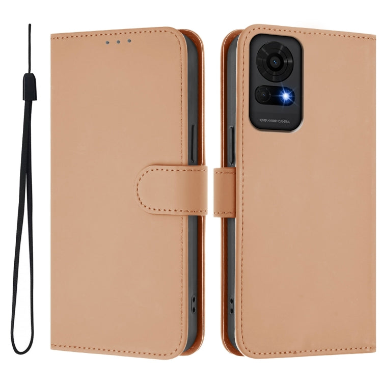 For TCL 50 LE Skin Feel Solid Color Leather Phone Case with Lanyard