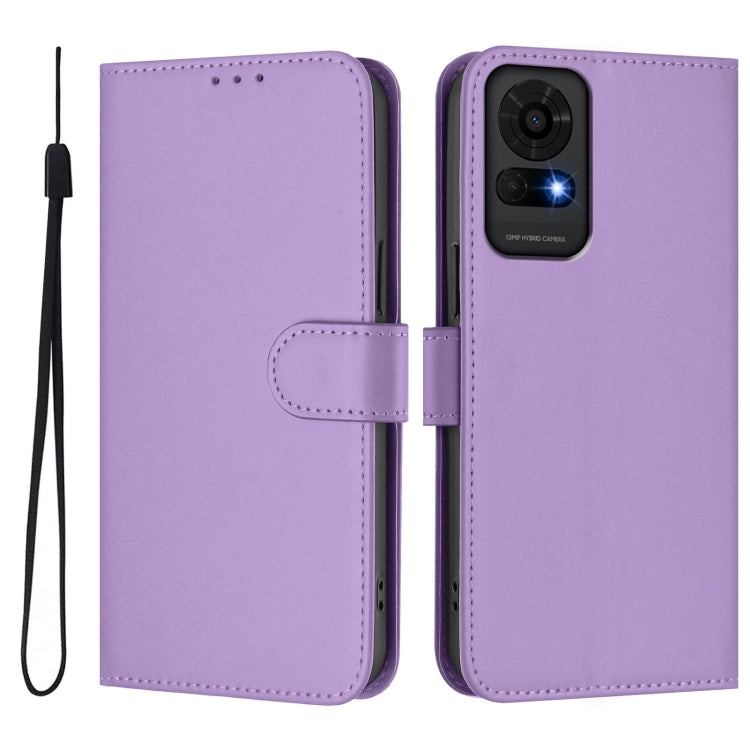 For TCL 50 LE Skin Feel Solid Color Leather Phone Case with Lanyard