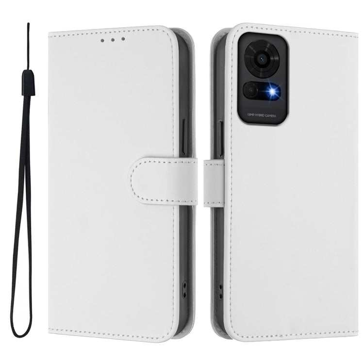 For TCL 50 LE Skin Feel Solid Color Leather Phone Case with Lanyard
