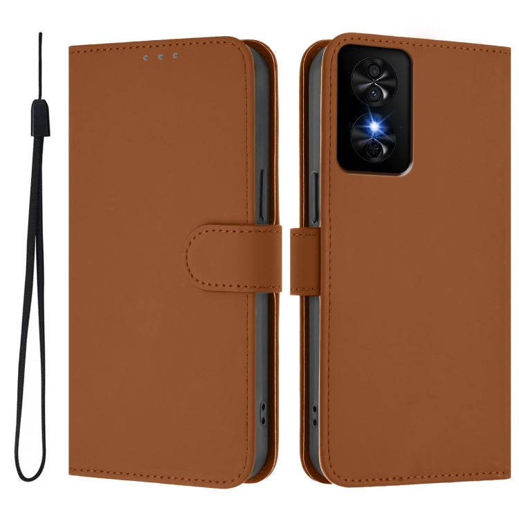 For TCL 50 SE Skin Feel Solid Color Leather Phone Case with Lanyard