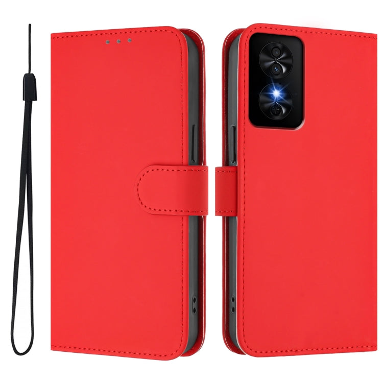 For TCL 50 SE Skin Feel Solid Color Leather Phone Case with Lanyard