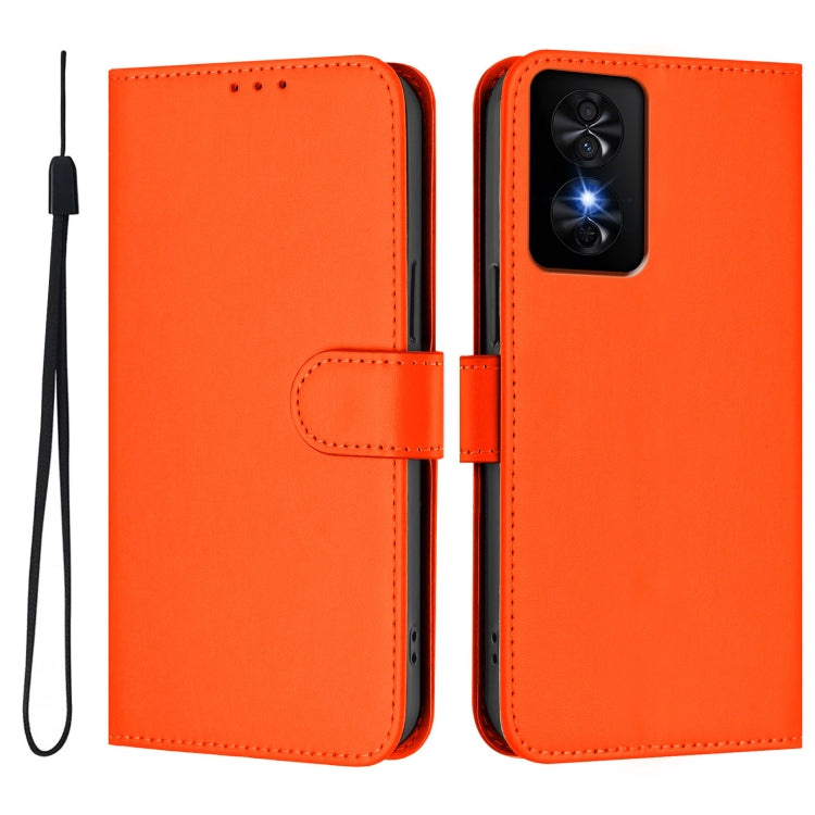 For TCL 50 SE Skin Feel Solid Color Leather Phone Case with Lanyard