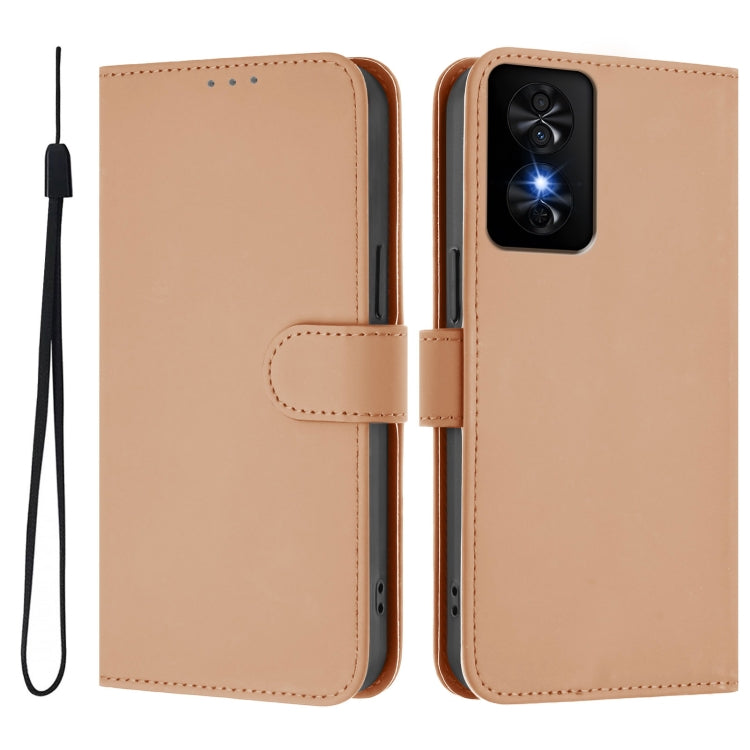 For TCL 50 SE Skin Feel Solid Color Leather Phone Case with Lanyard