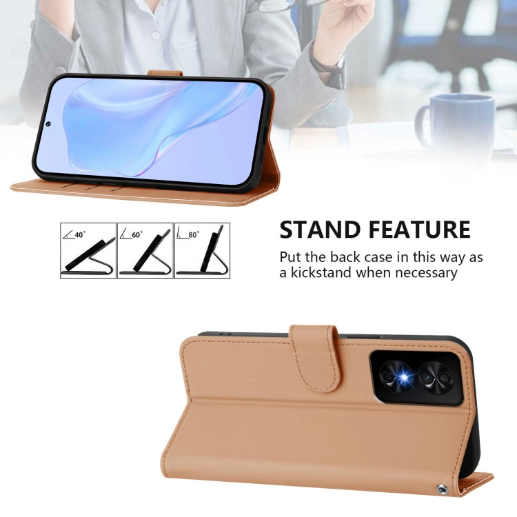 For TCL 50 SE Skin Feel Solid Color Leather Phone Case with Lanyard