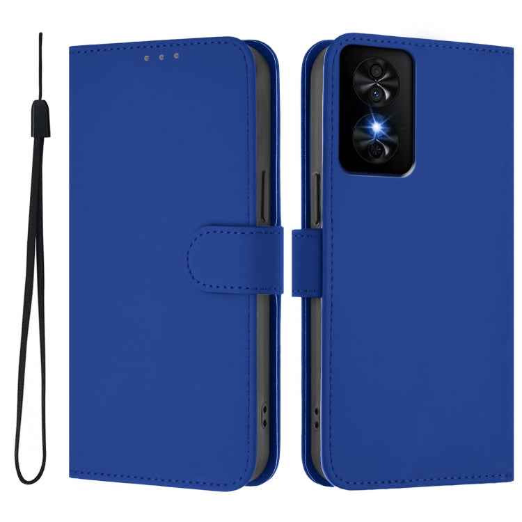 For TCL 50 SE Skin Feel Solid Color Leather Phone Case with Lanyard