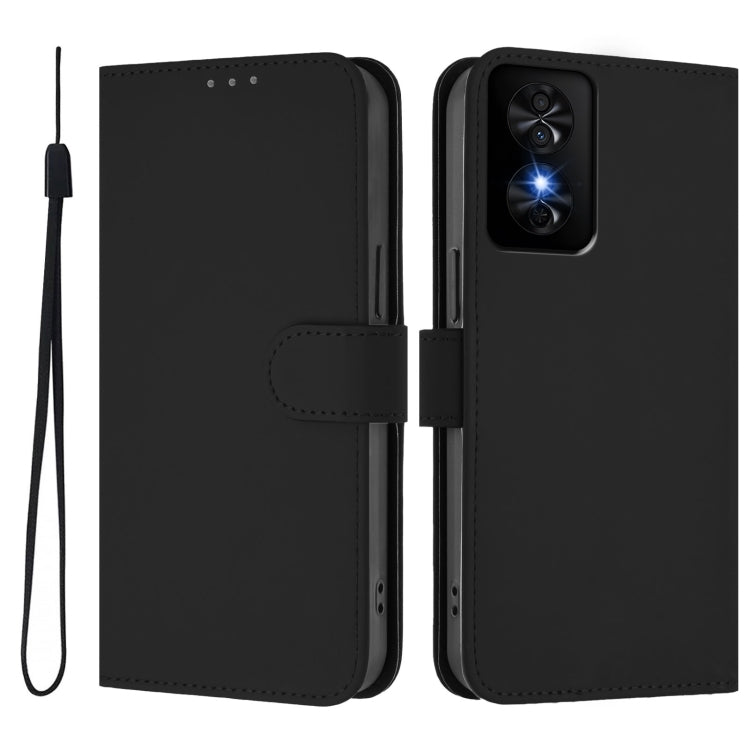 For TCL 50 SE Skin Feel Solid Color Leather Phone Case with Lanyard