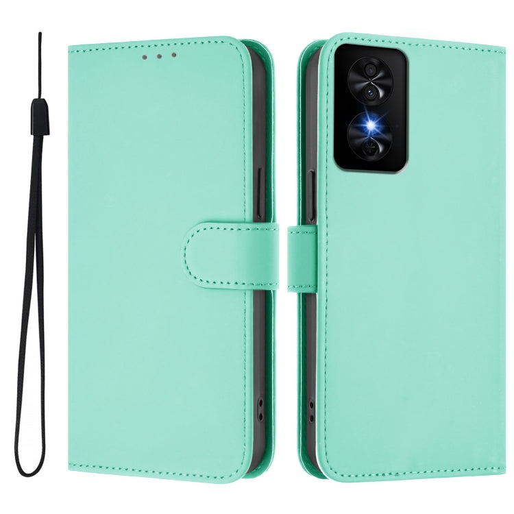 For TCL 50 SE Skin Feel Solid Color Leather Phone Case with Lanyard