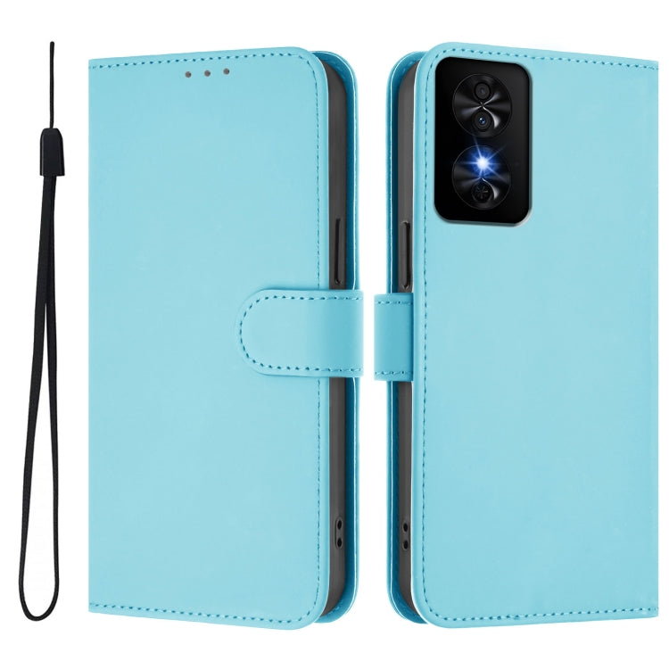 For TCL 50 SE Skin Feel Solid Color Leather Phone Case with Lanyard