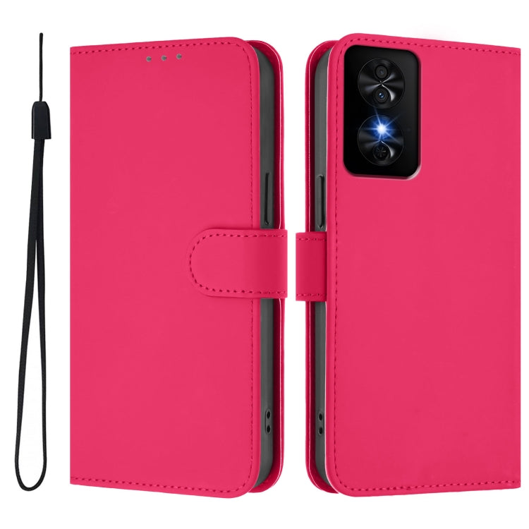 For TCL 50 SE Skin Feel Solid Color Leather Phone Case with Lanyard