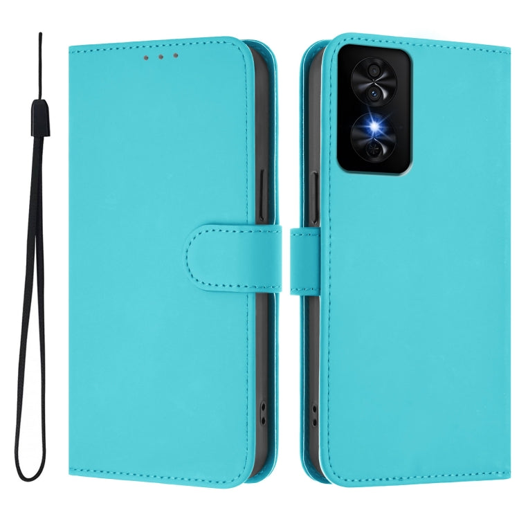 For TCL 50 SE Skin Feel Solid Color Leather Phone Case with Lanyard