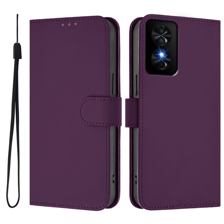 For TCL 50 SE Skin Feel Solid Color Leather Phone Case with Lanyard