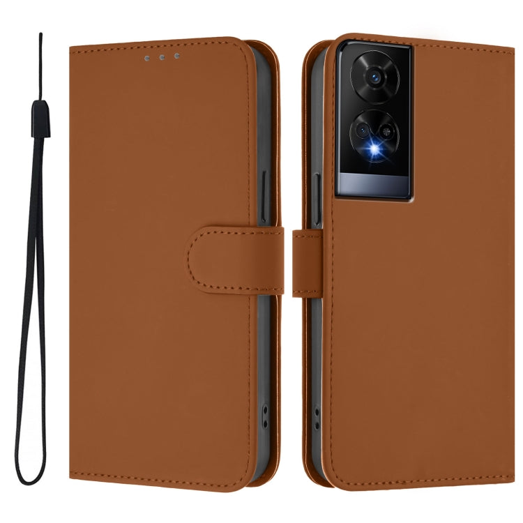 For TCL 50 XE Skin Feel Solid Color Leather Phone Case with Lanyard