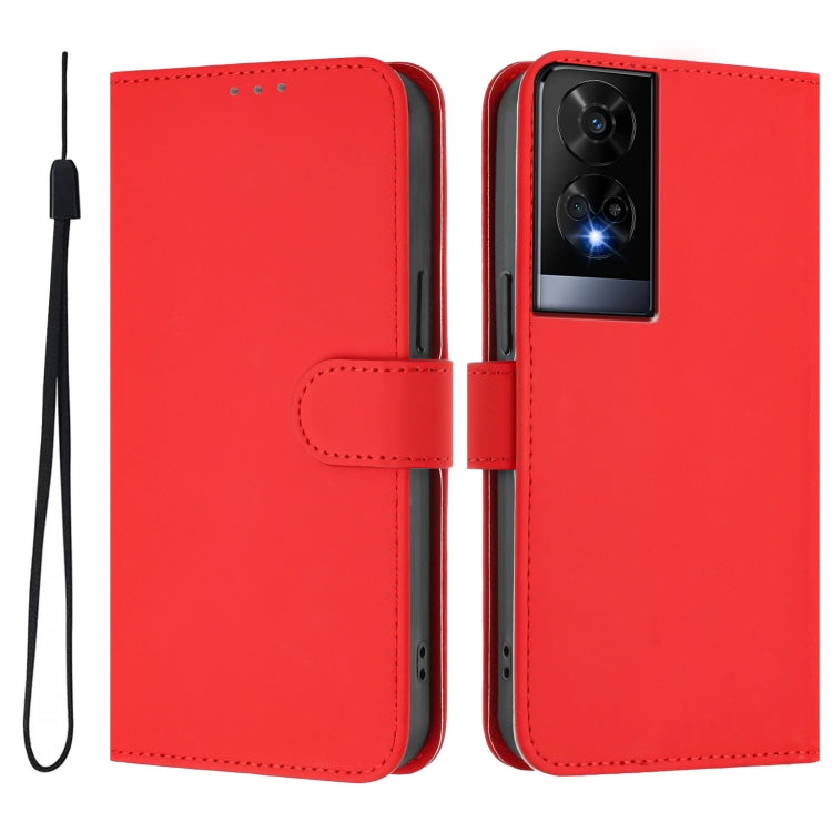 For TCL 50 XE Skin Feel Solid Color Leather Phone Case with Lanyard