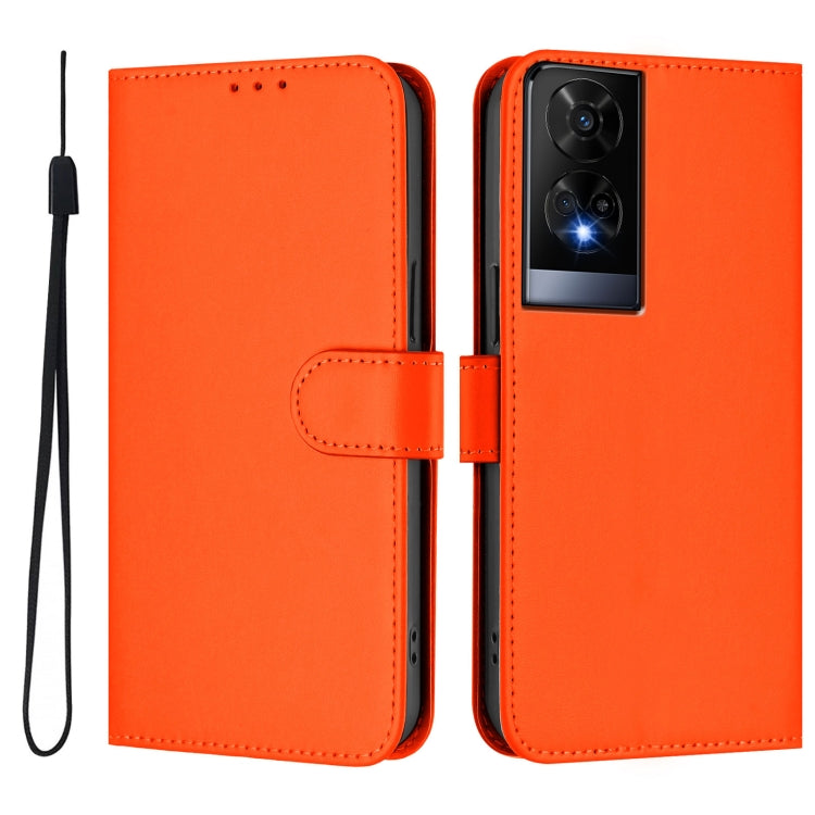 For TCL 50 XE Skin Feel Solid Color Leather Phone Case with Lanyard