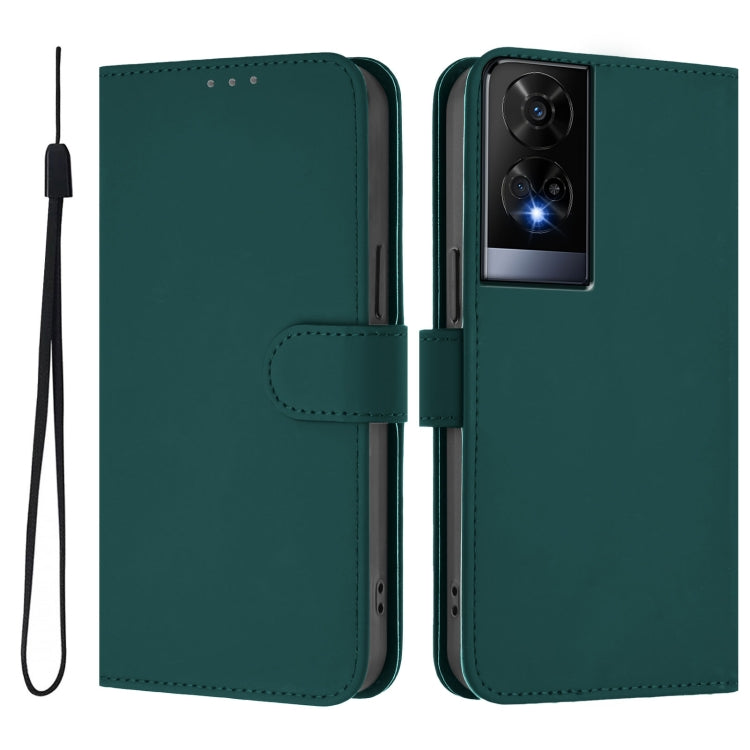 For TCL 50 XE Skin Feel Solid Color Leather Phone Case with Lanyard
