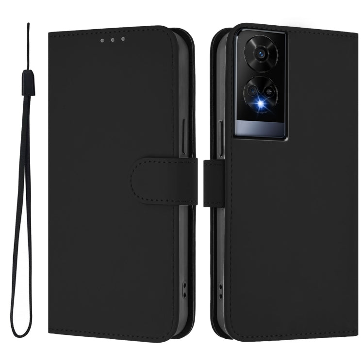 For TCL 50 XE Skin Feel Solid Color Leather Phone Case with Lanyard