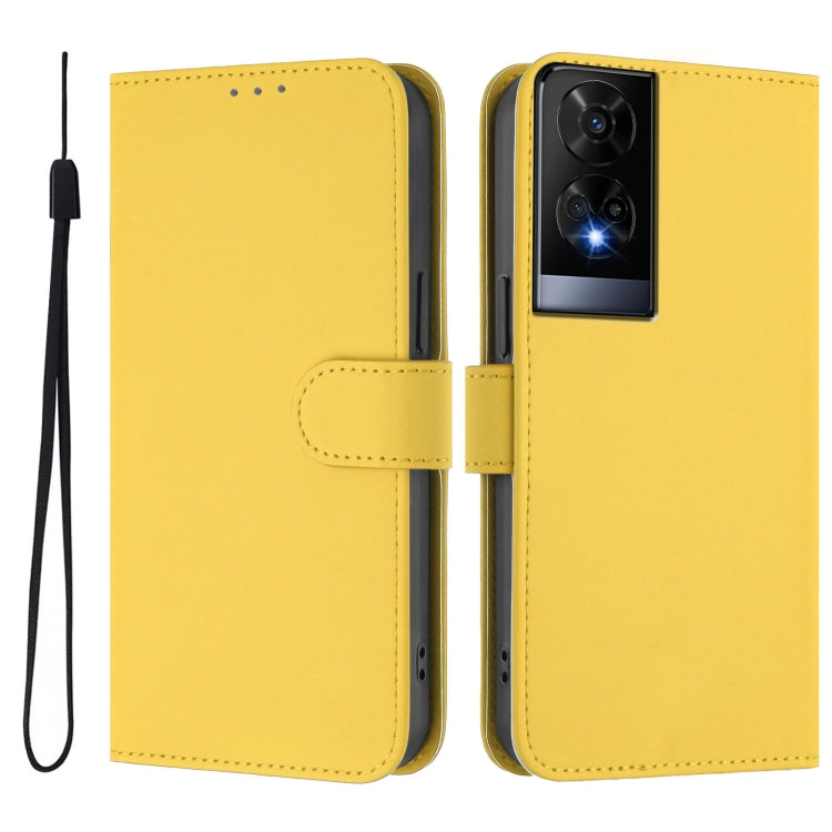 For TCL 50 XE Skin Feel Solid Color Leather Phone Case with Lanyard