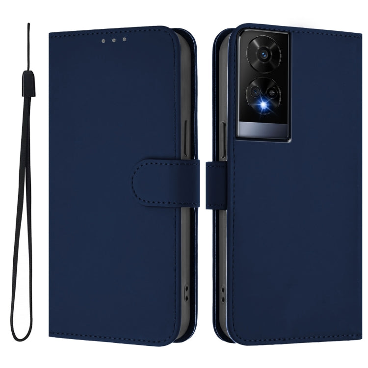 For TCL 50 XE Skin Feel Solid Color Leather Phone Case with Lanyard