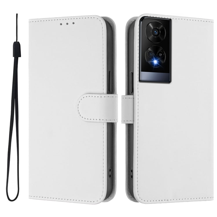 For TCL 50 XE Skin Feel Solid Color Leather Phone Case with Lanyard