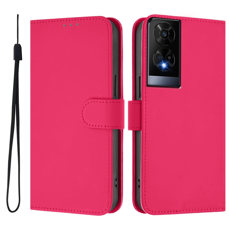 For TCL 50 XE Skin Feel Solid Color Leather Phone Case with Lanyard
