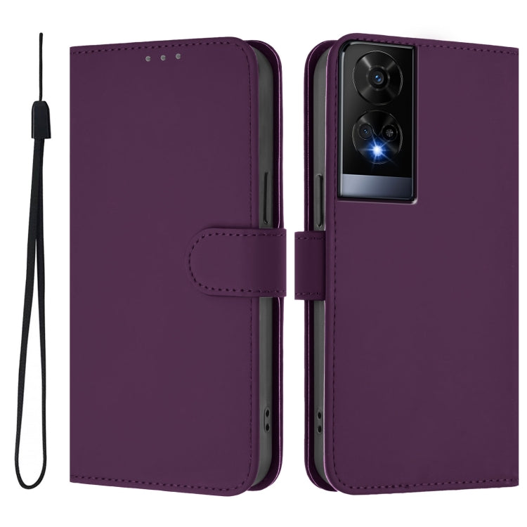 For TCL 50 XE Skin Feel Solid Color Leather Phone Case with Lanyard