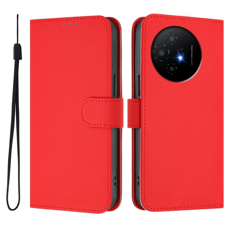 For TCL 50 XL Skin Feel Solid Color Leather Phone Case with Lanyard