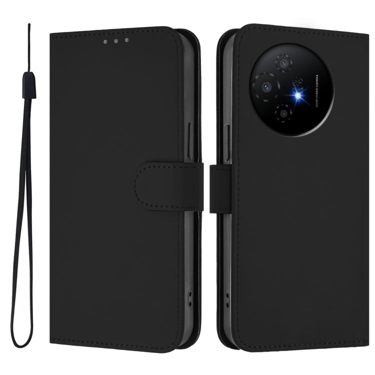 For TCL 50 XL Skin Feel Solid Color Leather Phone Case with Lanyard