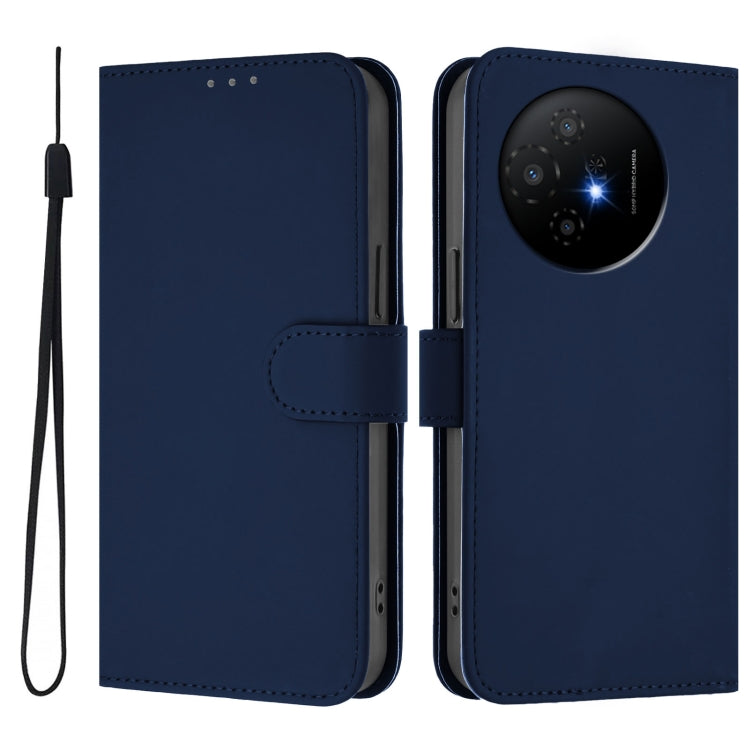 For TCL 50 XL Skin Feel Solid Color Leather Phone Case with Lanyard