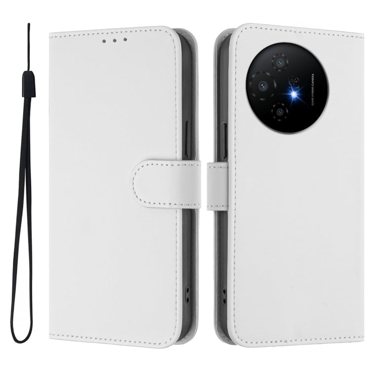 For TCL 50 XL Skin Feel Solid Color Leather Phone Case with Lanyard